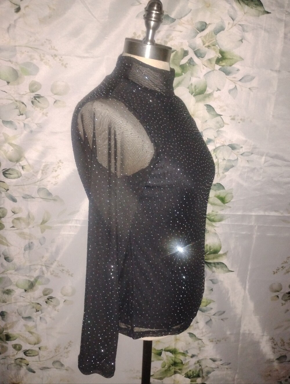 5For$12 Black Beaded Long Sleeve Top